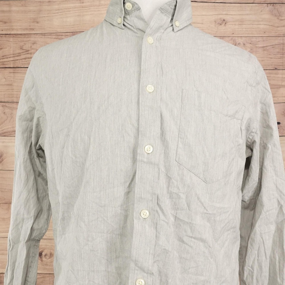 Goodfellow & Co Shirt Mens M Gray Solid Long Sleeve Button-Up Stretch Northrop